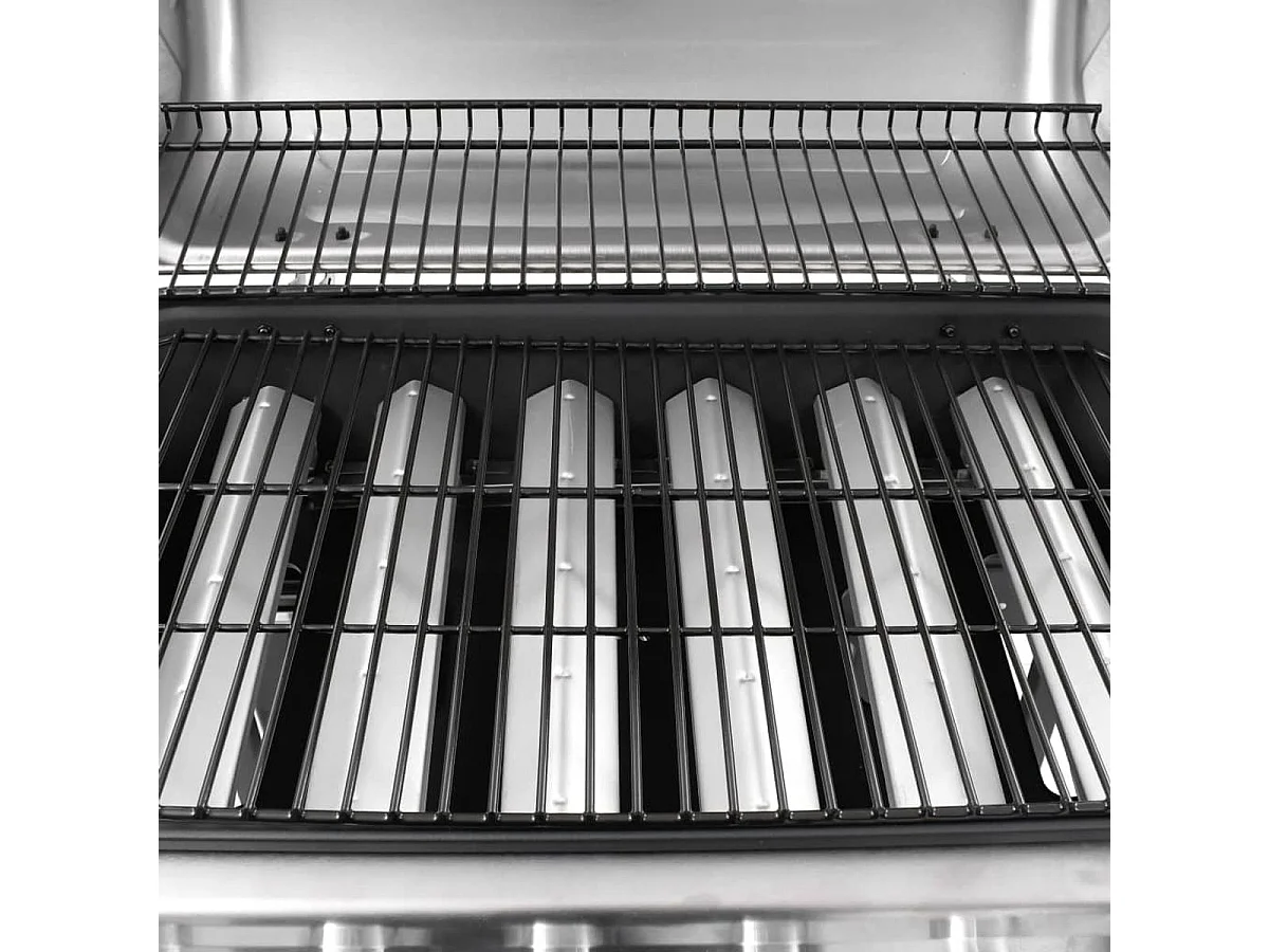 Barbacoa de gas VidaXL 12000W 6 fogones con tapa protectora negro/plata