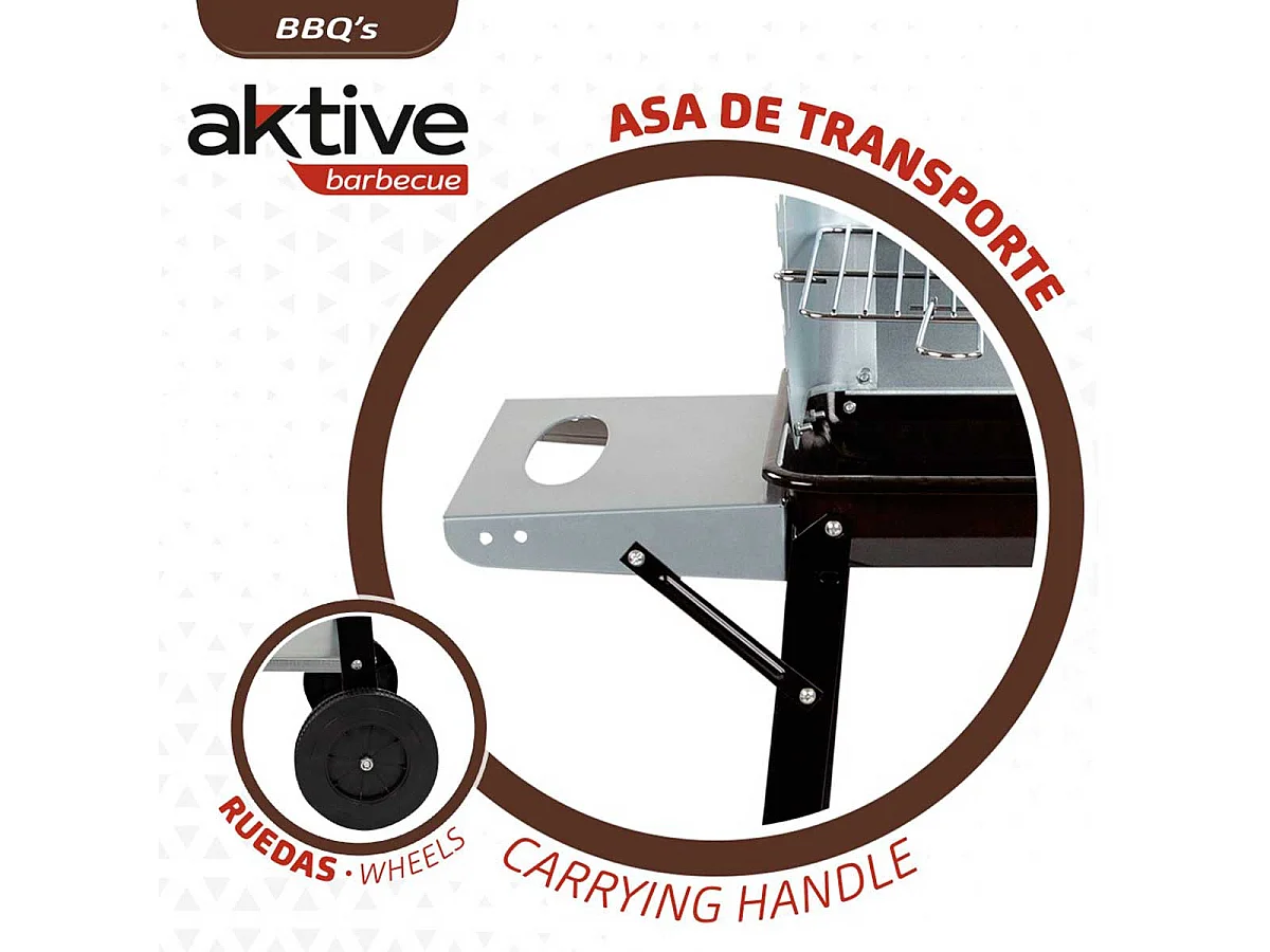 Barbacoa de carbón Aktive Barbecue 1 parrilla 4 alturas inox
