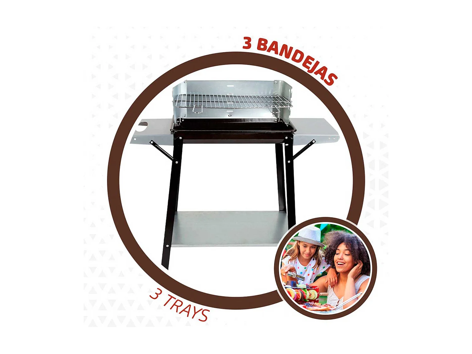 Barbacoa de carbón Aktive Barbecue 1 parrilla 4 alturas inox