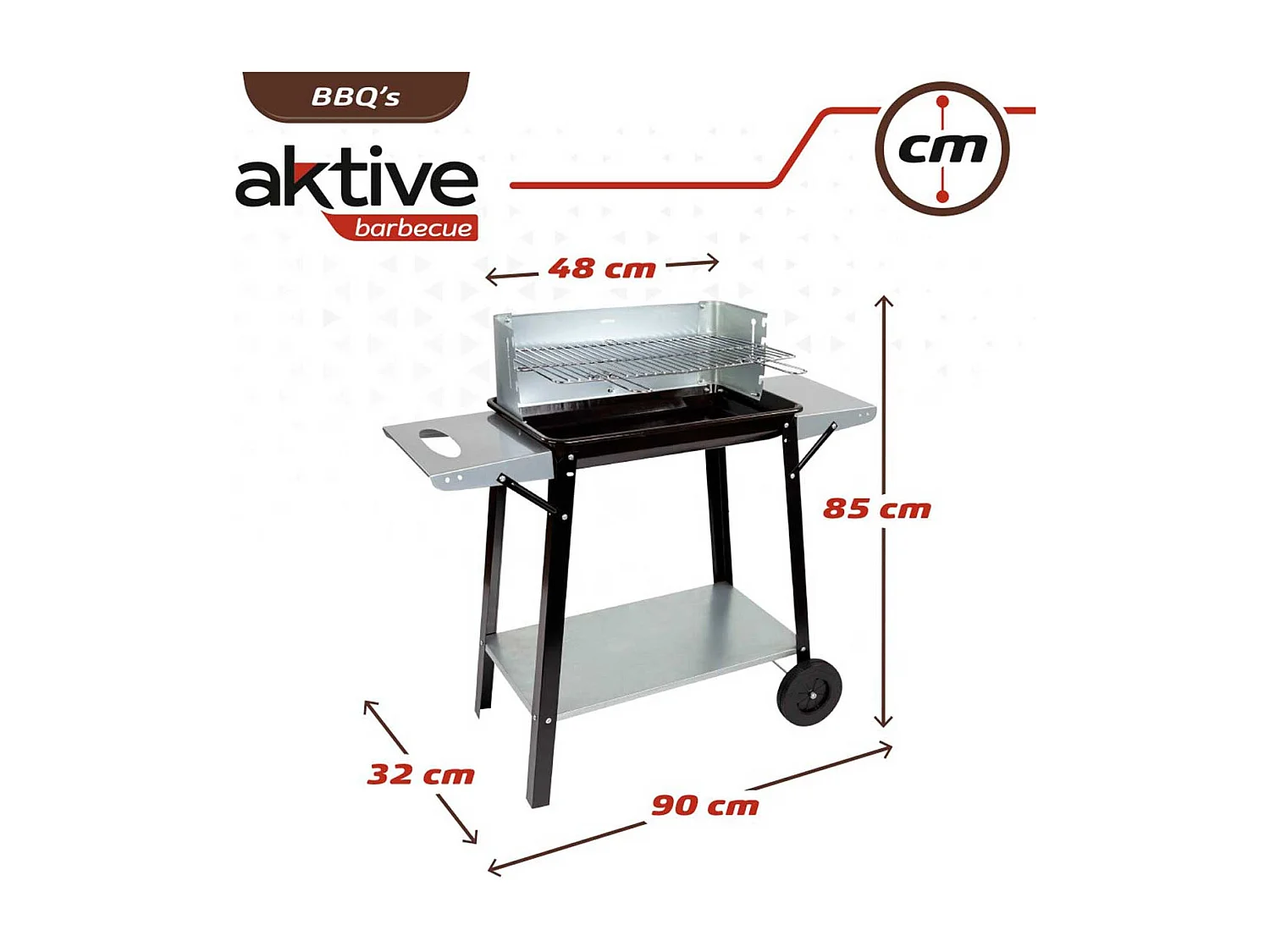 Barbacoa de carbón Aktive Barbecue 1 parrilla 4 alturas inox