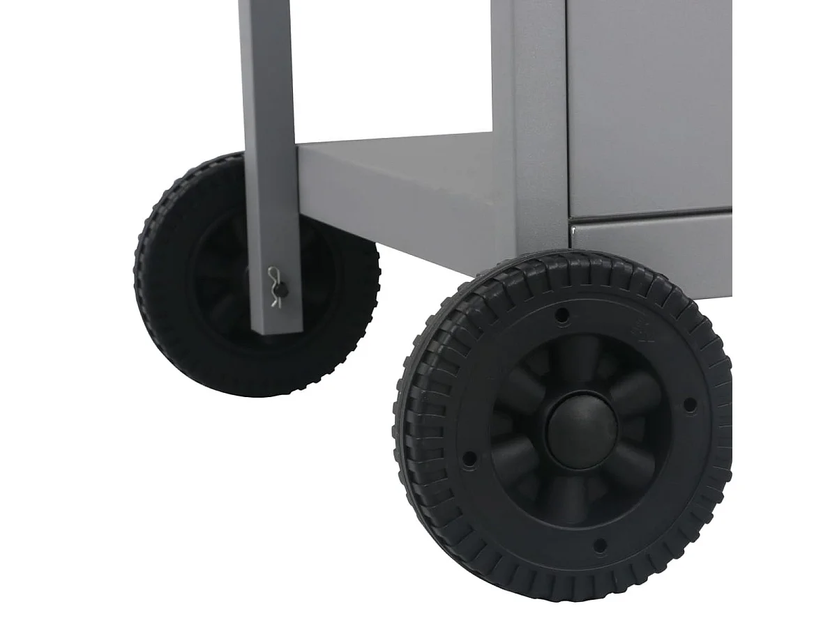 Barbacoa de gas VidaXL 5500W 2 fogones con tapa y 3 estantes plata