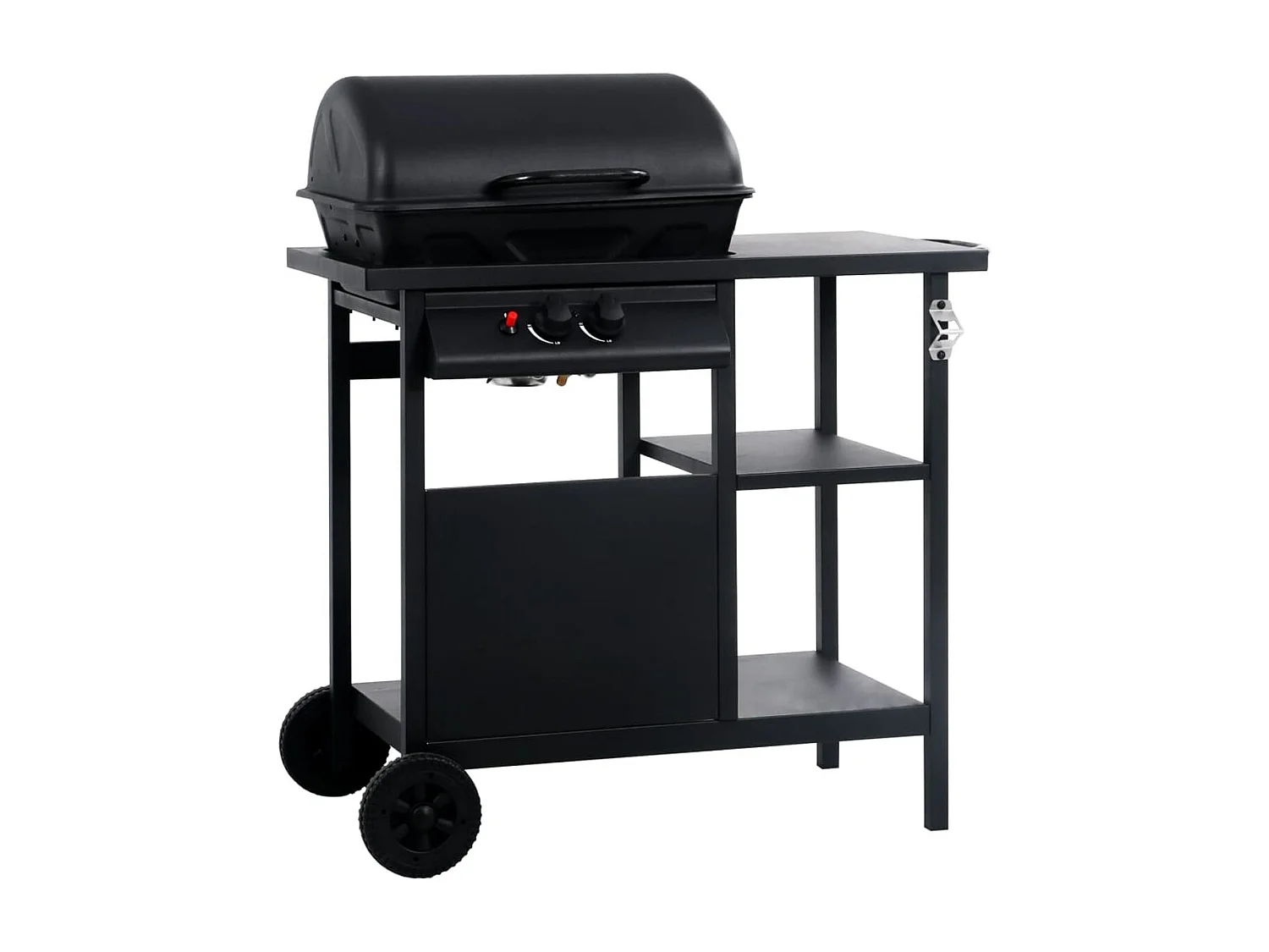 Barbacoa de gas VidaXL 5500W 2 fogones con tapa y 3 estantes negro