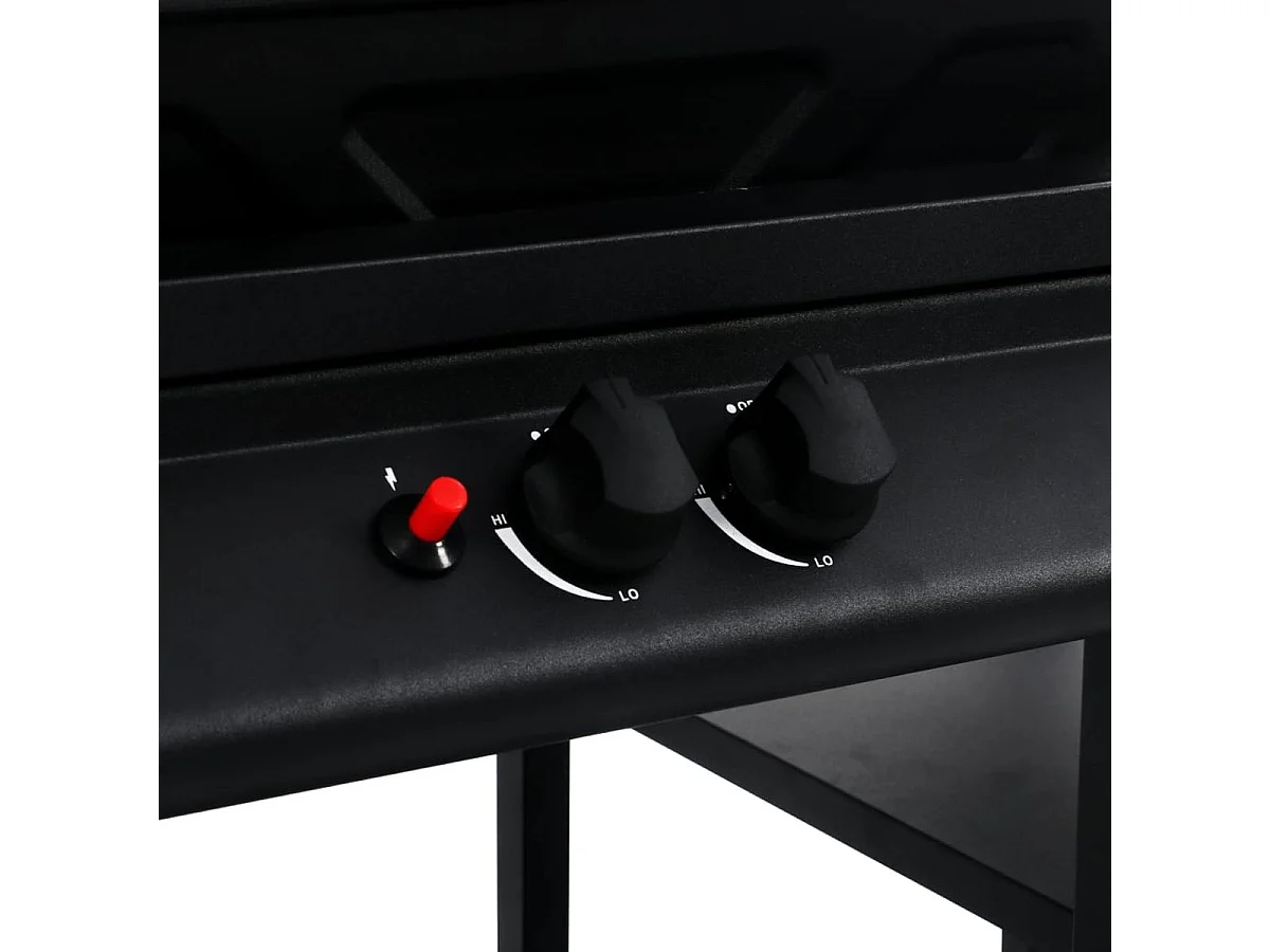 Barbacoa de gas VidaXL 5500W 2 fogones con tapa y 3 estantes negro