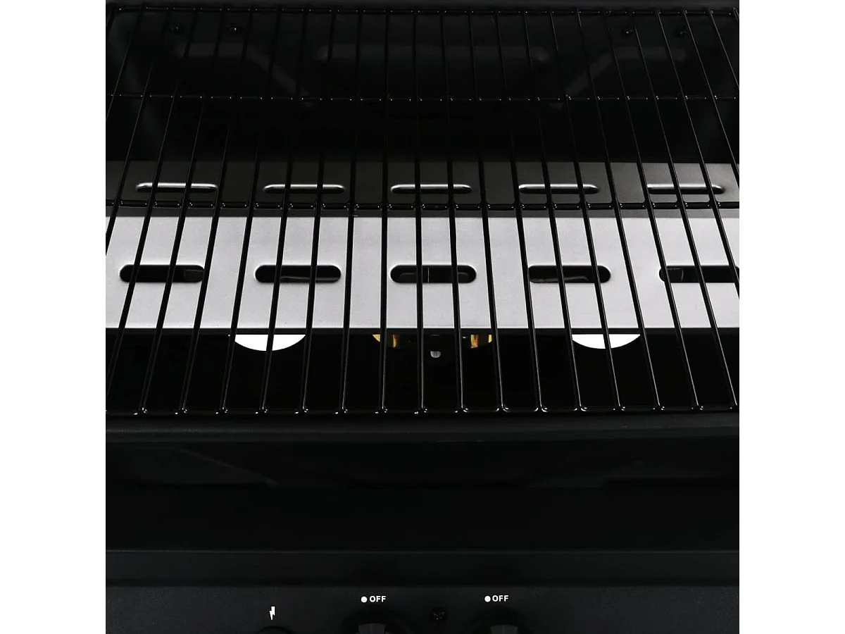 Barbacoa de gas VidaXL 5500W 2 fogones con tapa y 3 estantes negro