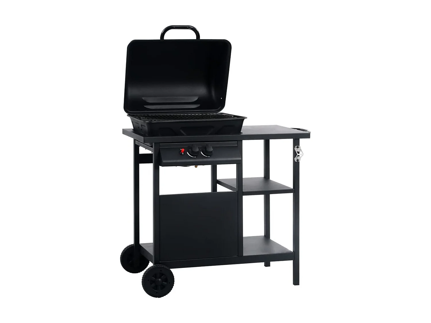 Barbacoa de gas VidaXL 5500W 2 fogones con tapa y 3 estantes negro