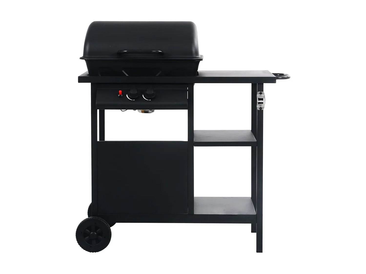 Barbacoa de gas VidaXL 5500W 2 fogones con tapa y 3 estantes negro