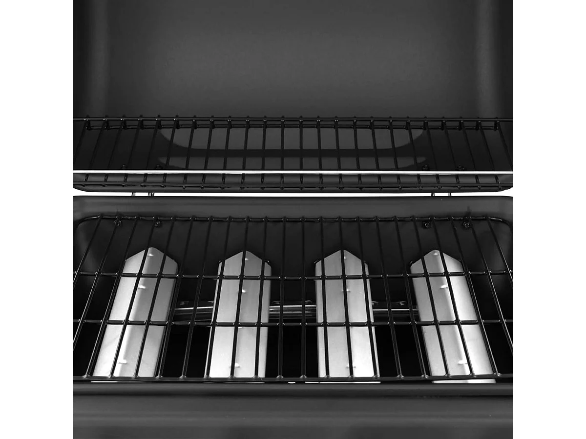 Barbacoa de gas VidaXL 8000W 4 fogones con tapa protectora negro