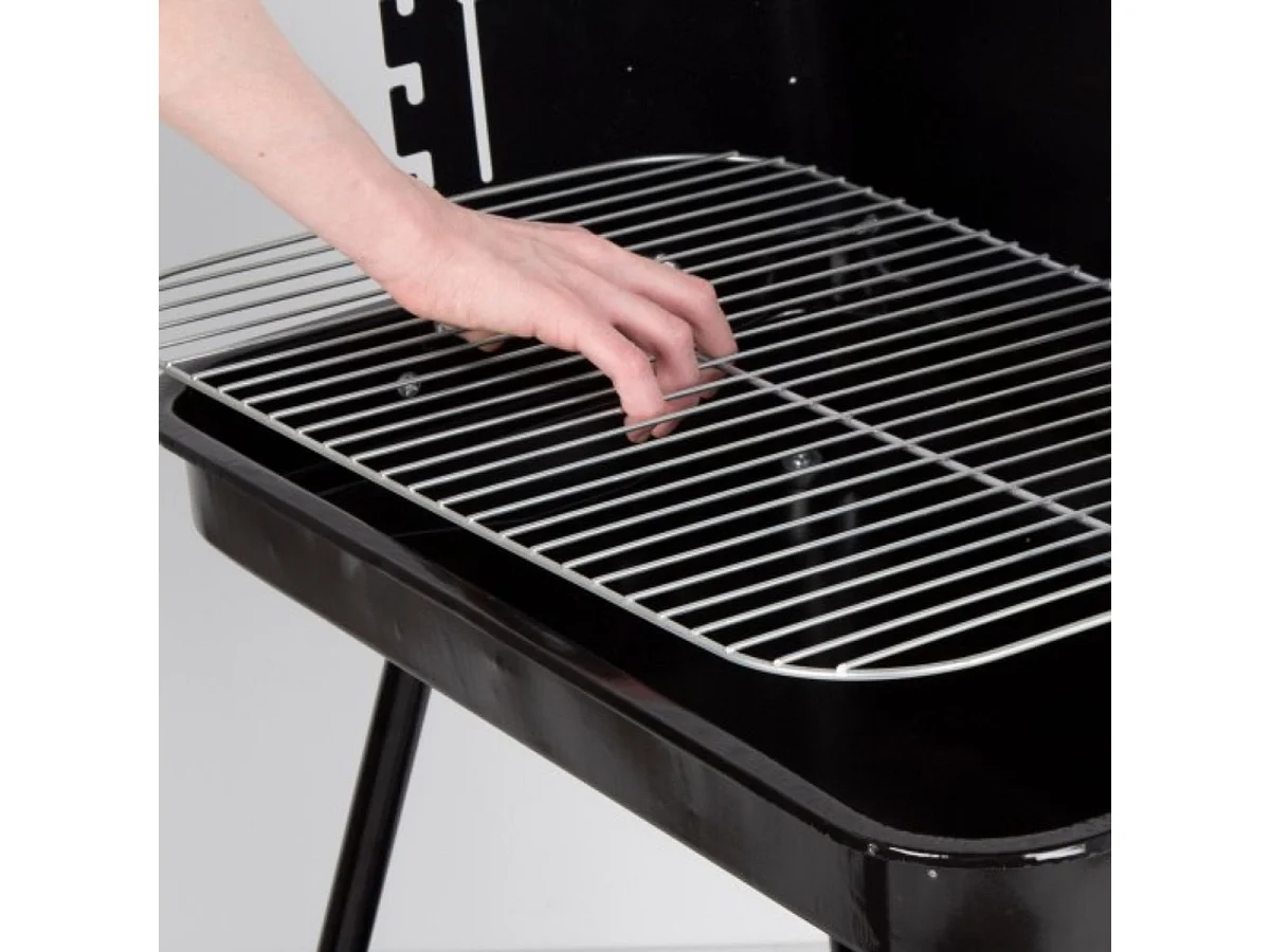 Barbacoa de carbón altura regulable con ruedas negro 82x55x43 cm