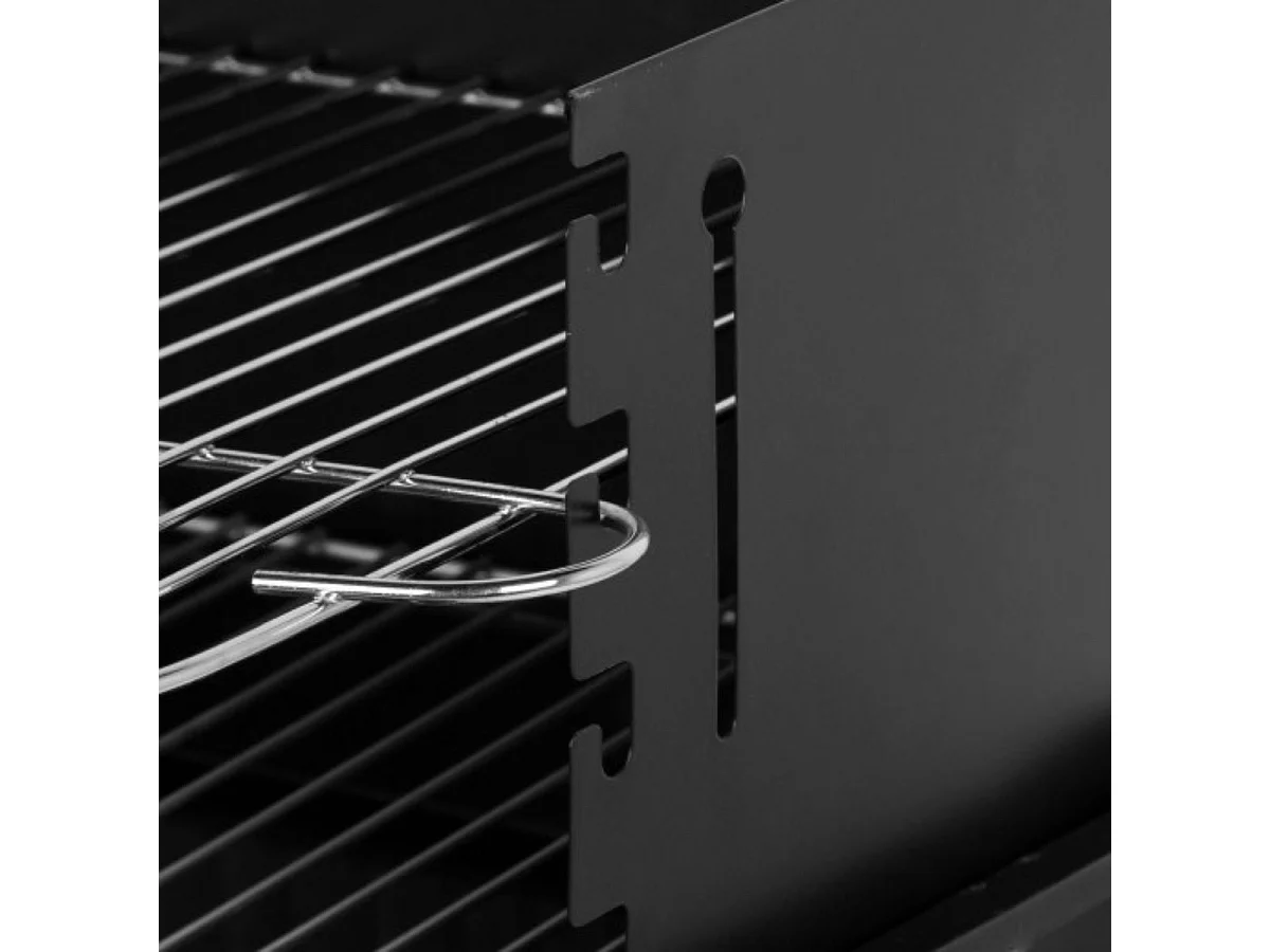 Barbacoa de carbón altura regulable con ruedas negro 82x55x43 cm