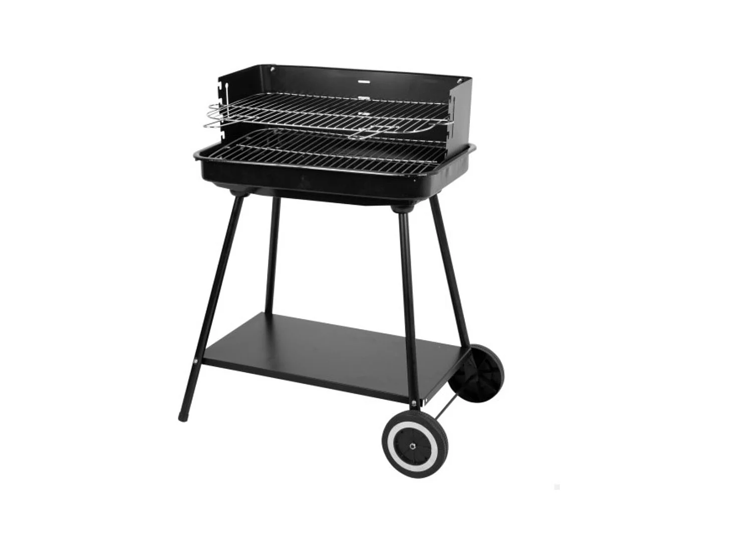 Barbacoa de carbón altura regulable con ruedas negro 82x55x43 cm