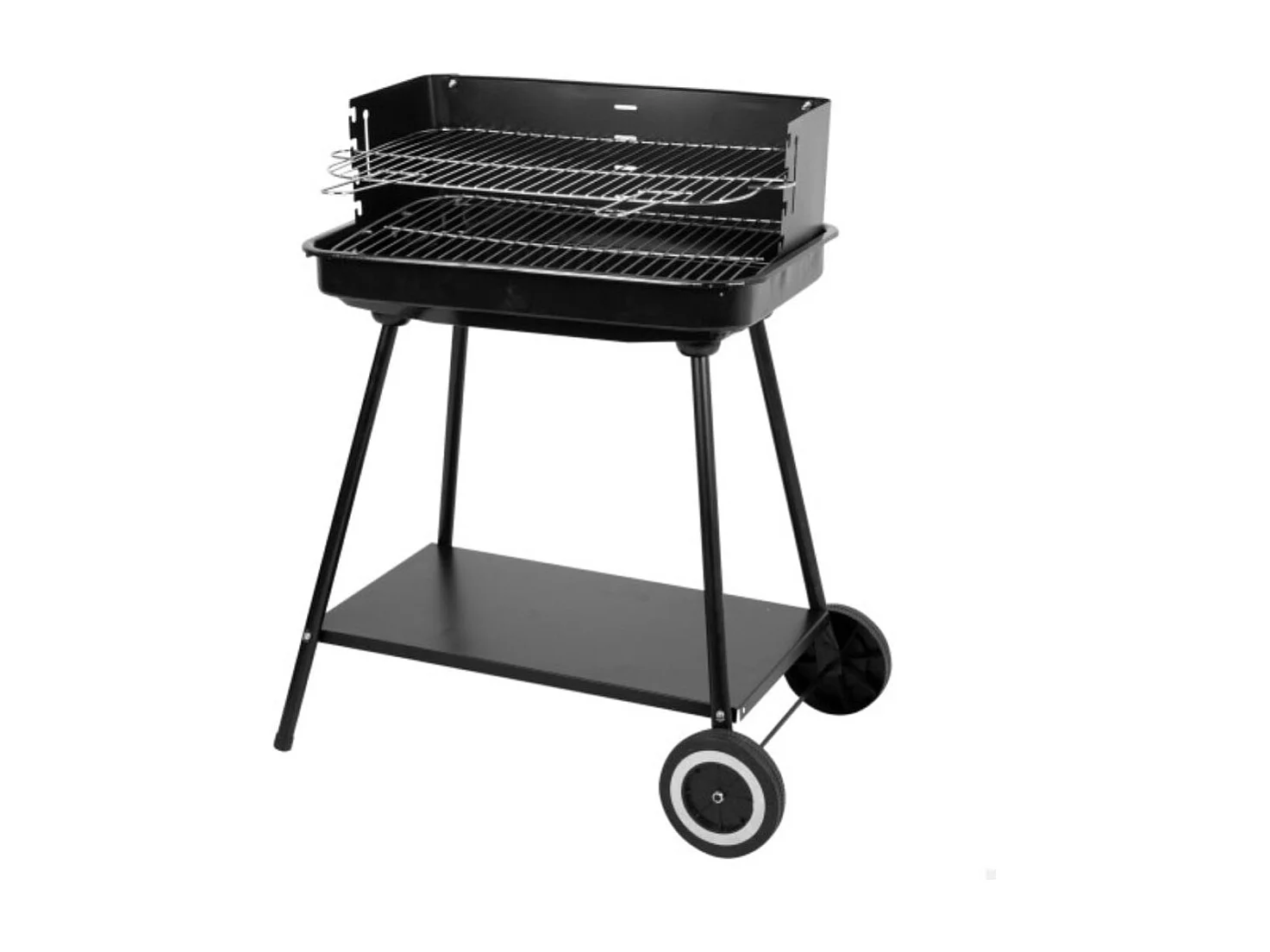 Barbacoa de carbón altura regulable con ruedas negro 82x55x43 cm