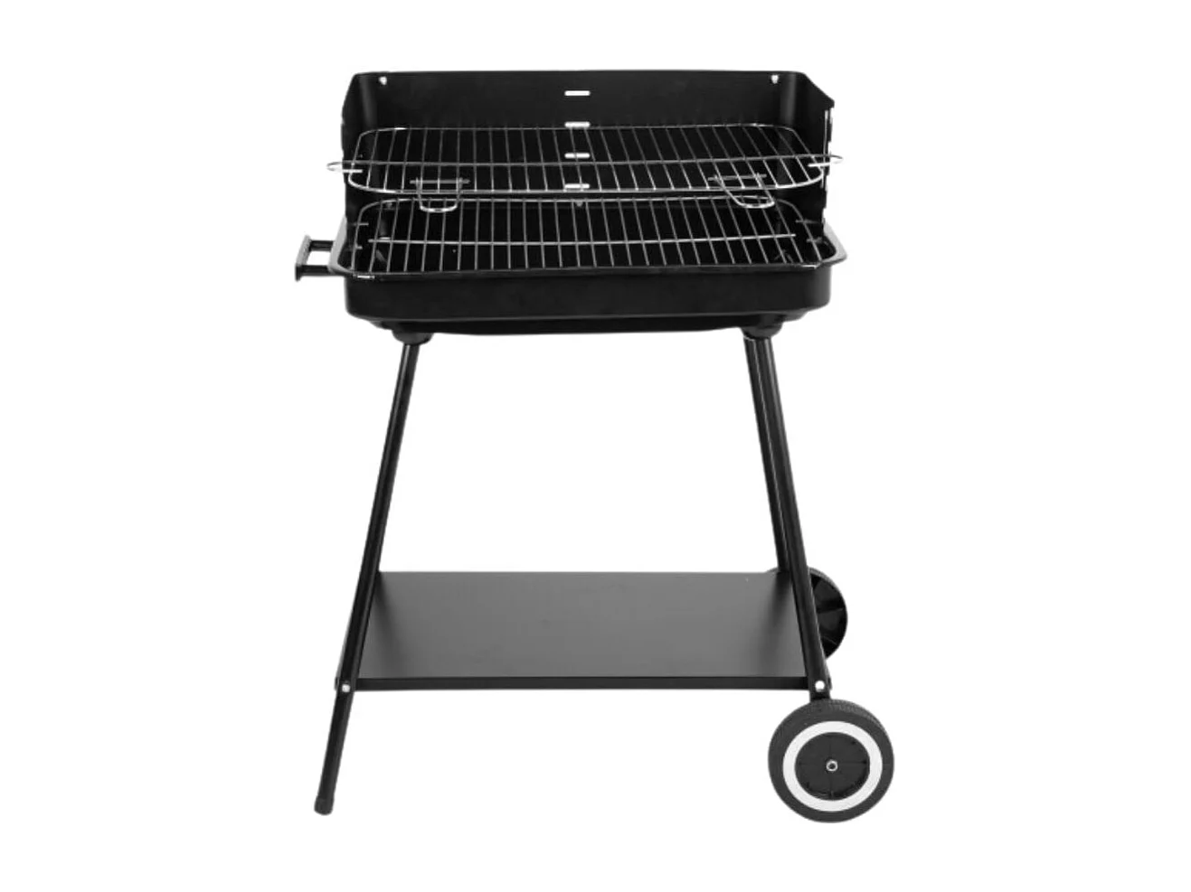 Barbacoa de carbón altura regulable con ruedas negro 82x55x43 cm
