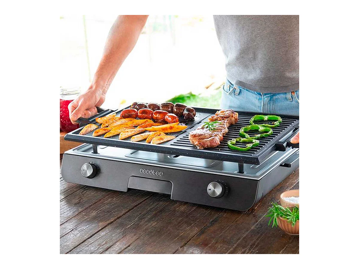 Barbacoa de sobremesa Cecotec PerfectRoast 3000 Inox 3000W 2 zonas mixtas gris