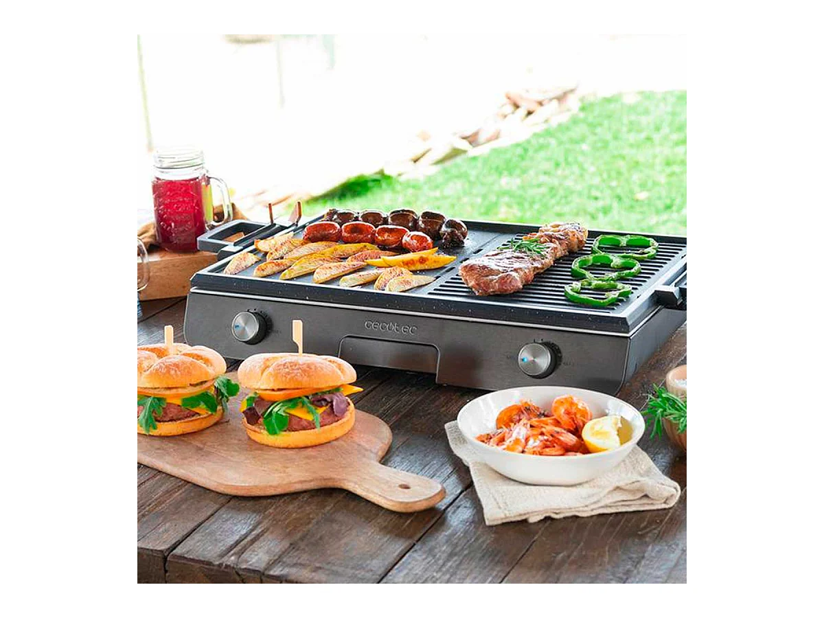 Barbacoa de sobremesa Cecotec PerfectRoast 3000 Inox 3000W 2 zonas mixtas gris