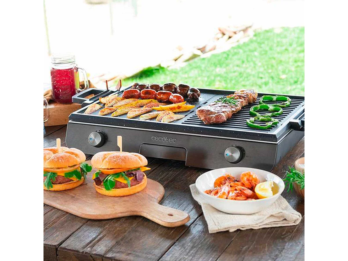 Barbacoa de sobremesa Cecotec PerfectRoast 3000 Inox 3000W 2 zonas mixtas gris