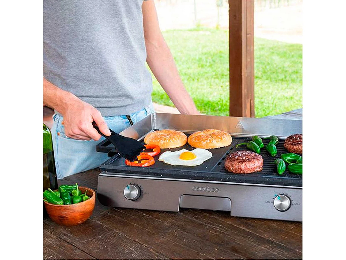 Barbacoa de sobremesa Cecotec PerfectRoast 3000 Inox 3000W 2 zonas mixtas gris