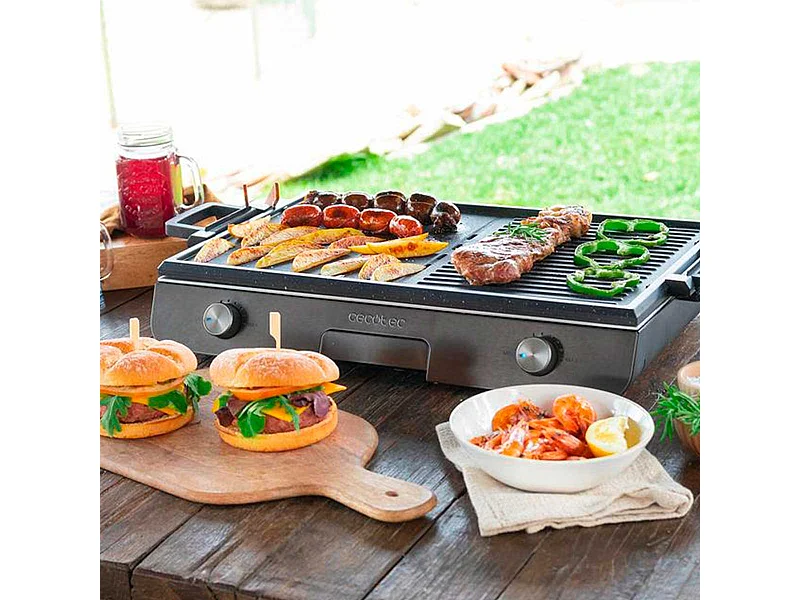 Barbacoa de sobremesa Cecotec PerfectRoast 3000 Inox 3000W 2 zonas mixtas gris