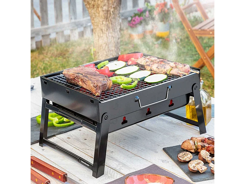 Barbacoa de carbón BearBQ Innovagoods plegable y portátil 20x41x28 cm