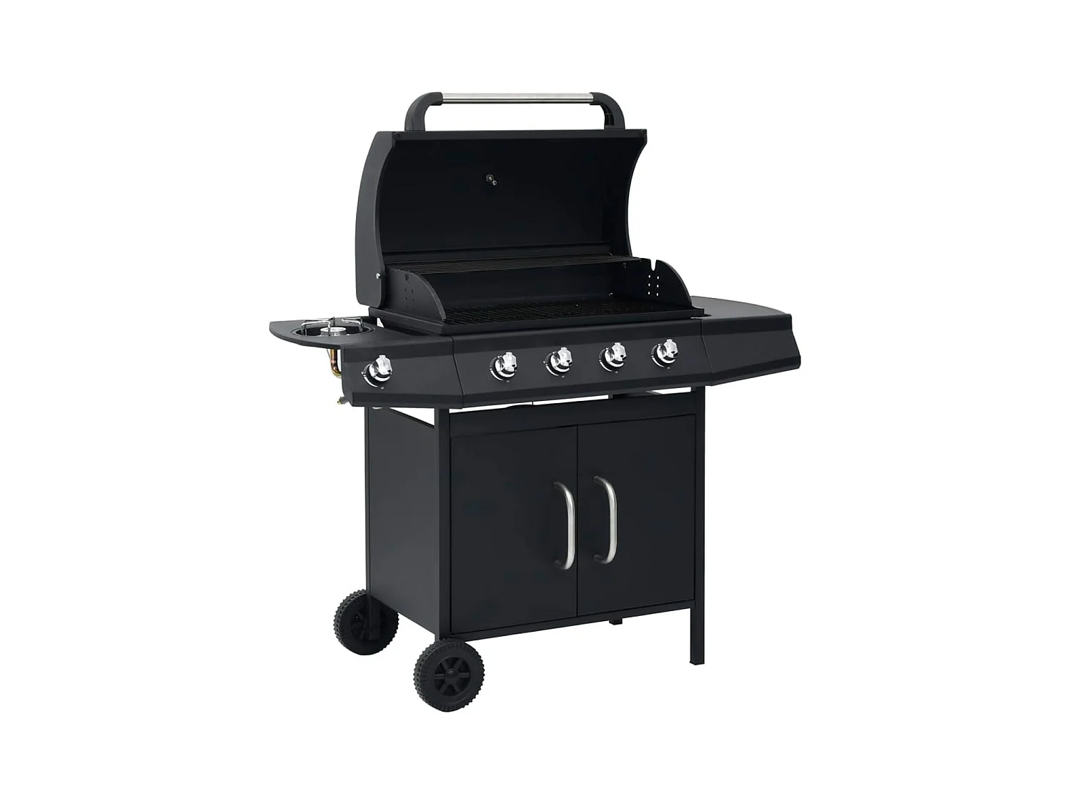 Barbacoa de gas con grill VidaXL 13900W 4+1 fogones con tapa protectora negro