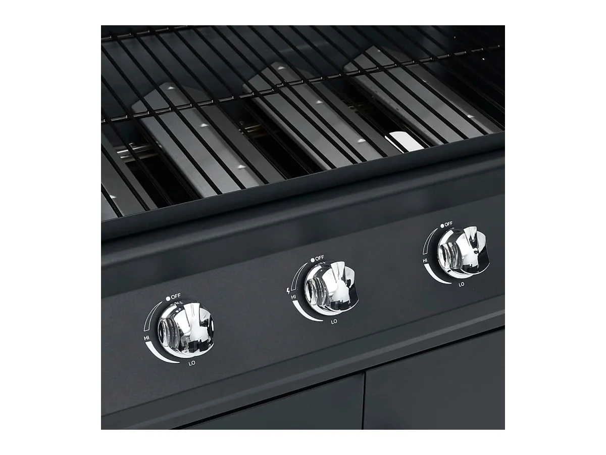 Barbacoa de gas con grill VidaXL 13900W 4+1 fogones con tapa protectora negro