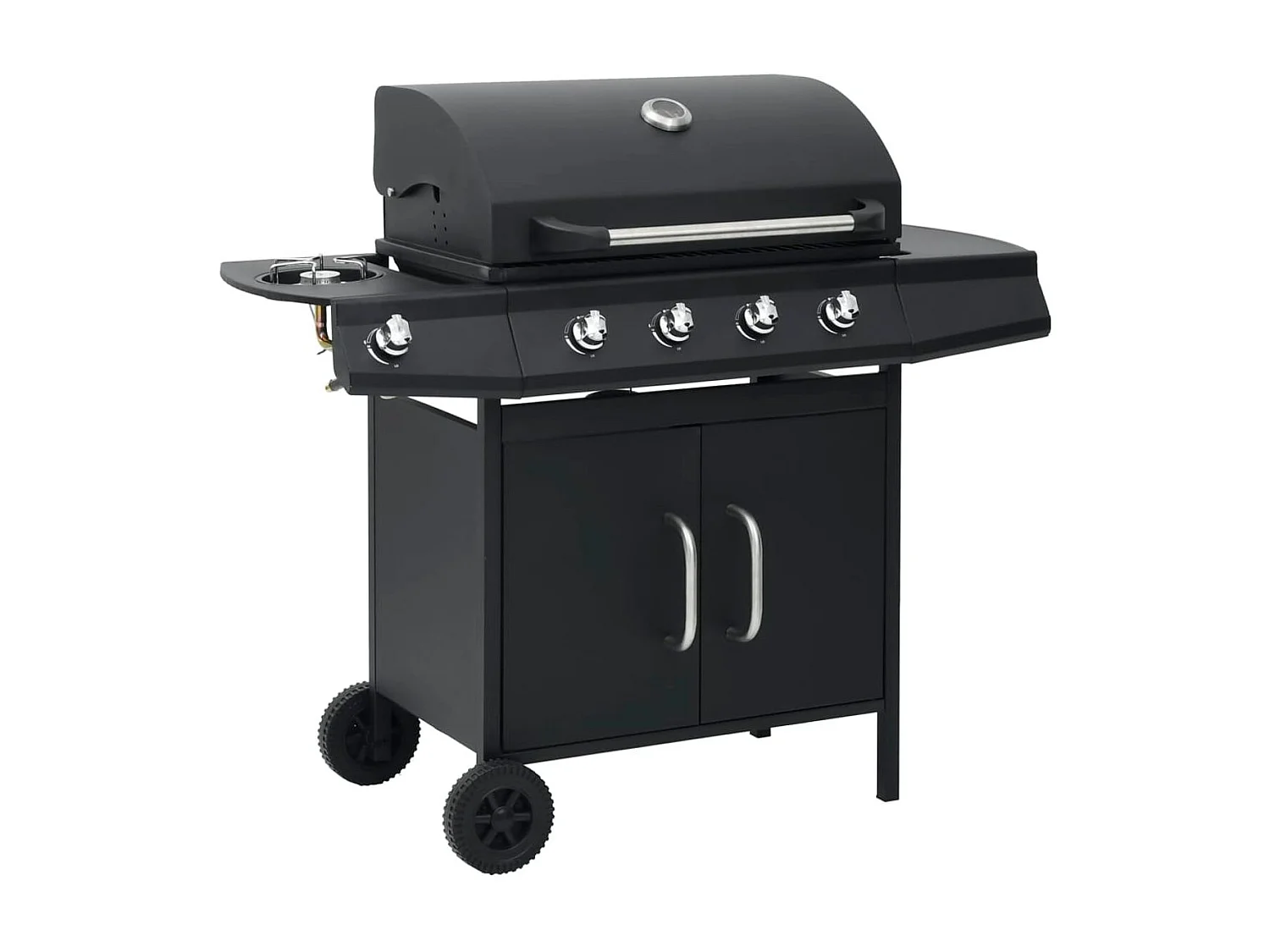 Barbacoa de gas con grill VidaXL 13900W 4+1 fogones con tapa protectora negro