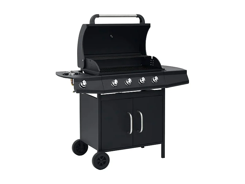 Barbacoa de gas con grill VidaXL 13900W 4+1 fogones con tapa protectora negro