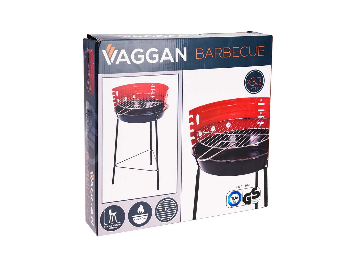 Barbacoa de pie abierta rojo/negro Ø33 cm