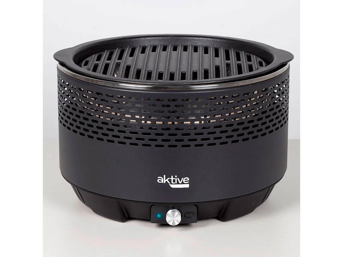Barbacoa eléctrica de sobremesa Aktive Barbecue 2 en 1 con accesorios negro Ø31 cm