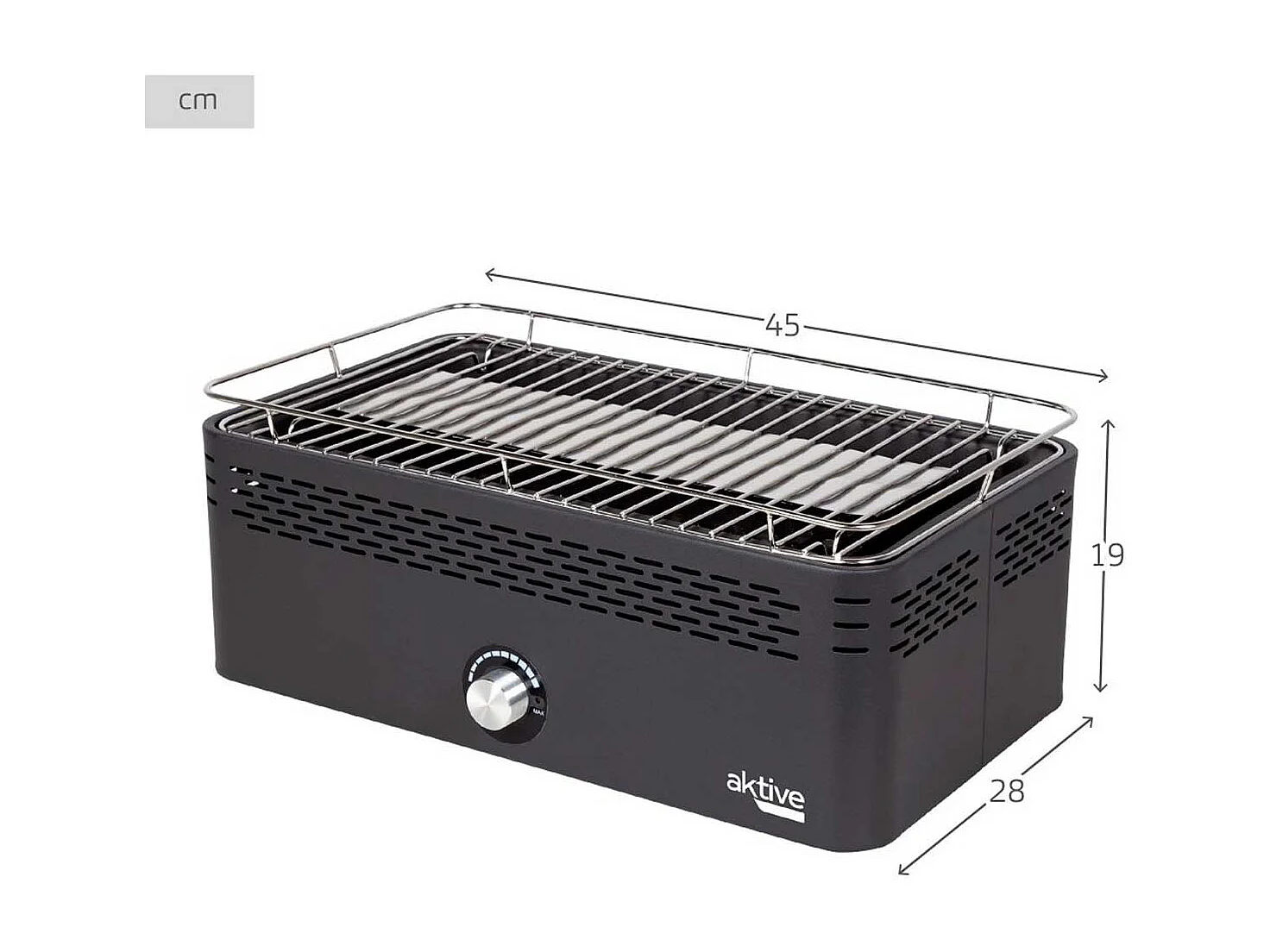 Barbacoa portátil sin humos Aktive Barbecue forma rectangular negro