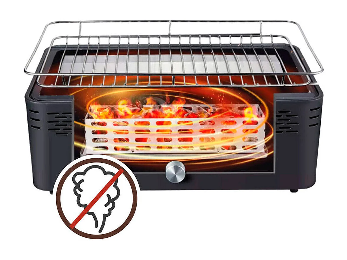 Barbacoa portátil sin humos Aktive Barbecue forma rectangular negro