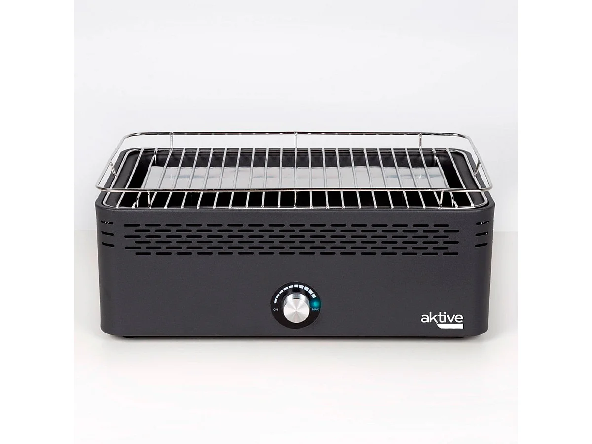 Barbacoa portátil sin humos Aktive Barbecue forma rectangular negro