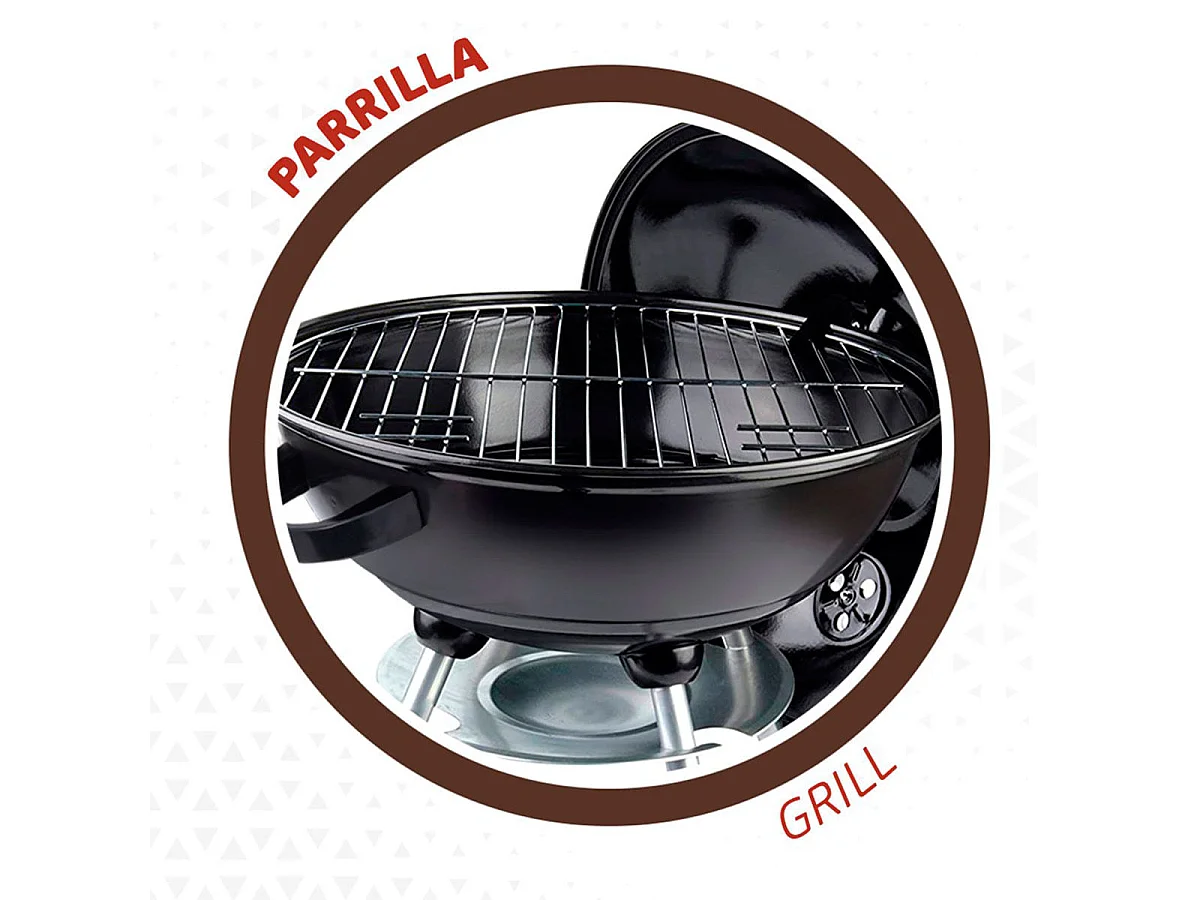 Barbacoa de carbón Aktive Barbecue con tapa y accesorios negro