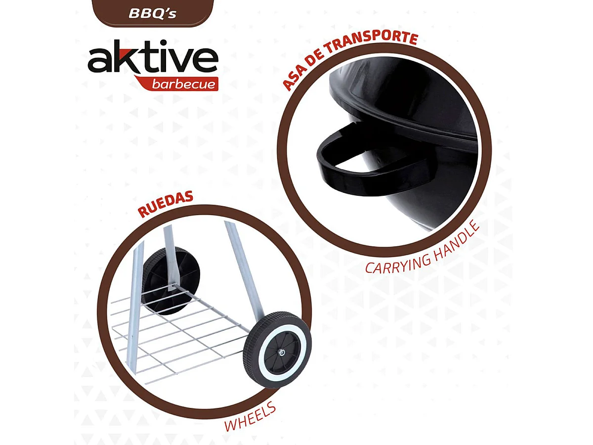 Barbacoa de carbón Aktive Barbecue con tapa y accesorios negro