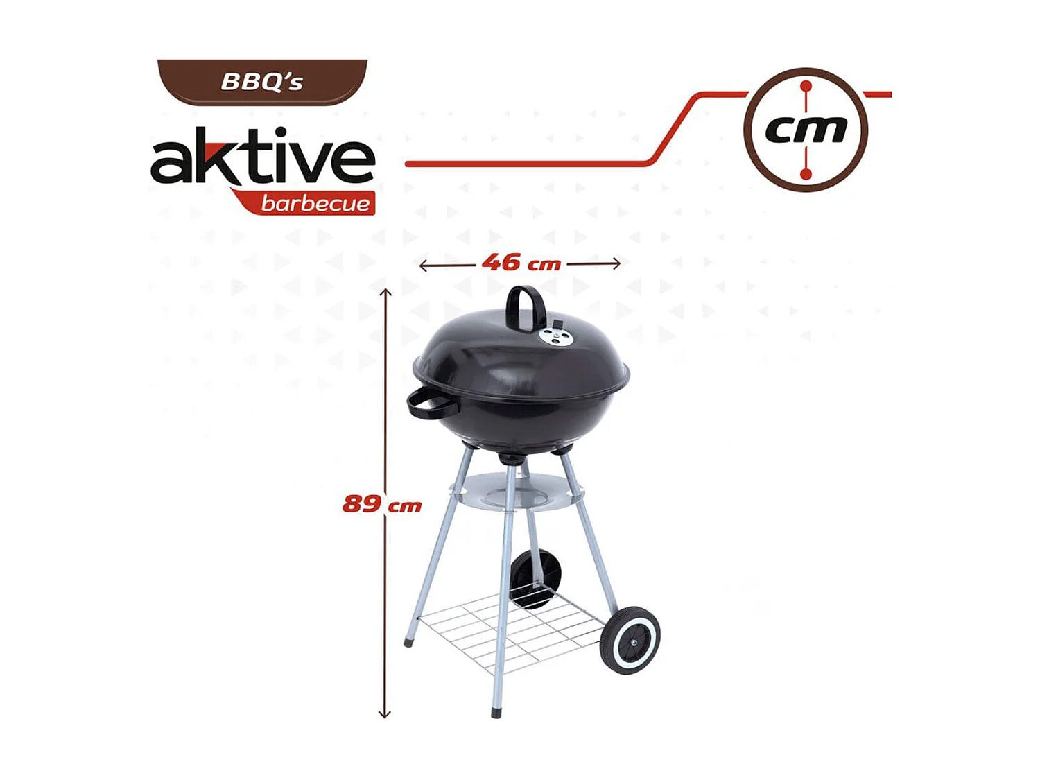 Barbacoa de carbón Aktive Barbecue con tapa y accesorios negro