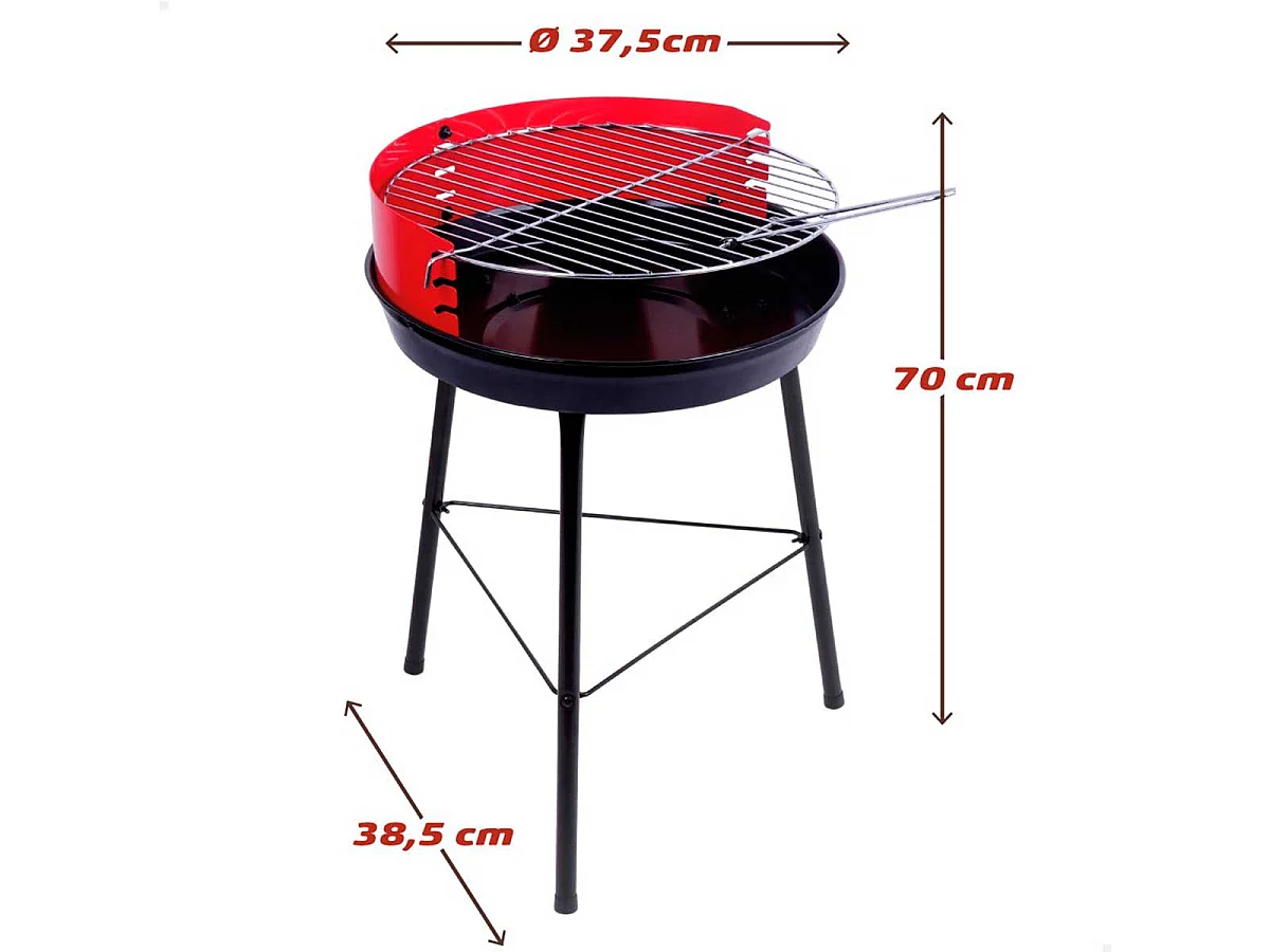 Barbacoa de carbón Aktive Barbecue 1 parrilla+2 agujas 4 alturas rojo/negro