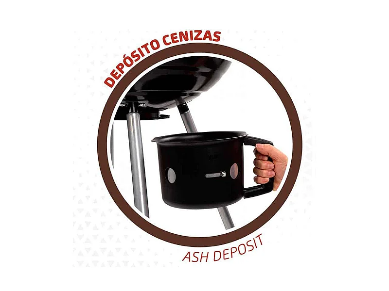 Barbacoa de carbón Aktive con tapa+ruedas negro Ø57x86 cm