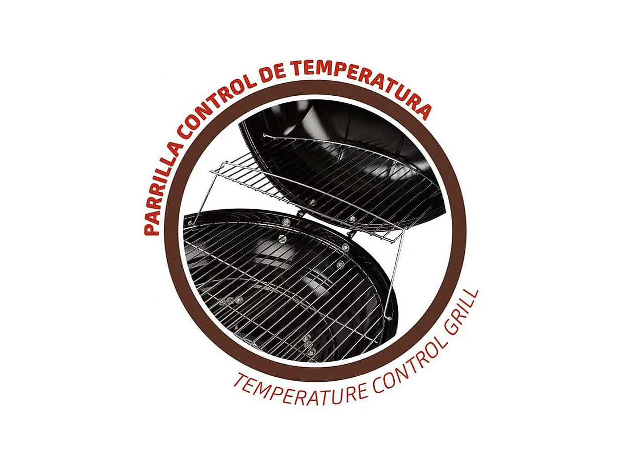 Barbacoa de carbón Aktive con tapa+ruedas negro Ø57x86 cm