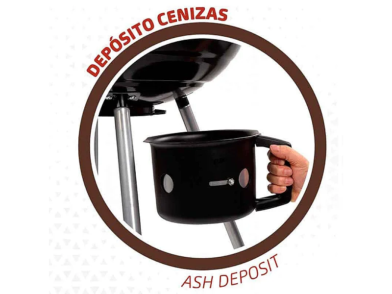 Barbacoa de carbón Aktive con tapa+ruedas negro Ø57x86 cm