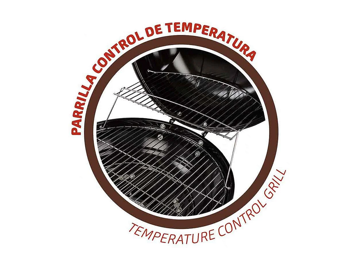 Barbacoa de carbón Aktive con tapa+ruedas negro Ø57x86 cm