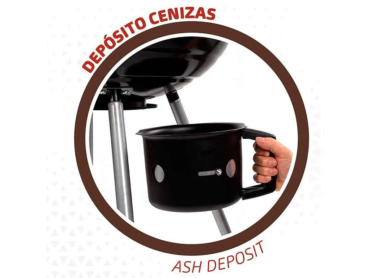 Barbacoa de carbón Aktive con tapa+ruedas negro Ø57x86 cm