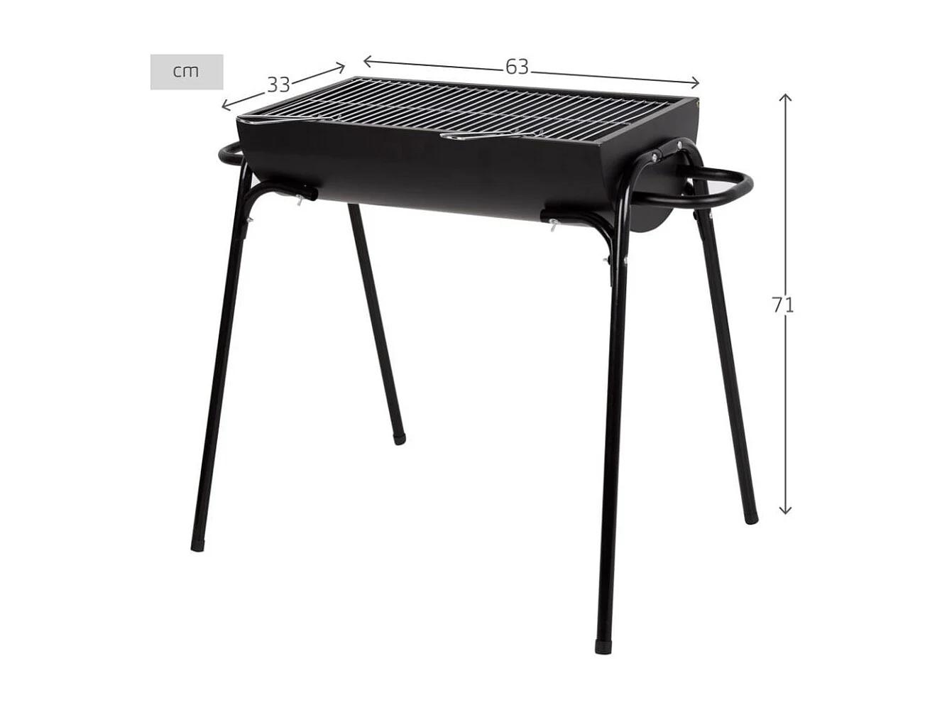 Barbacoa de carbón Aktive con asas negro 71x63x33 cm