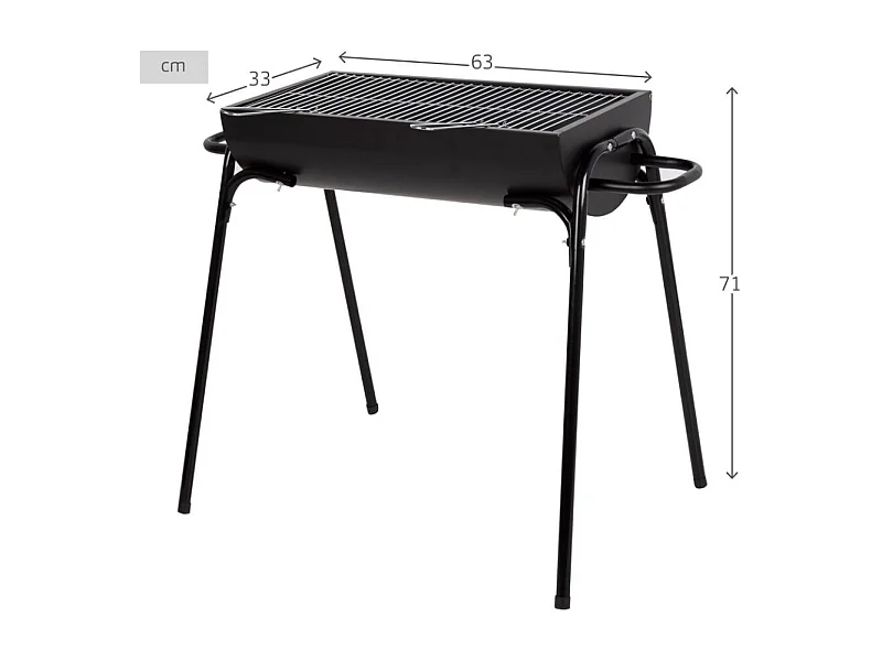 Barbacoa de carbón Aktive con asas negro 71x63x33 cm