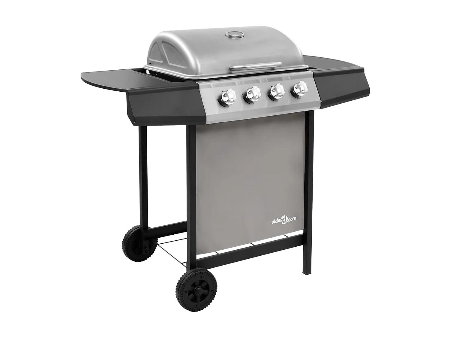 Barbacoa de gas VidaXL 8000W 4 fogones con tapa protectora negro/plata