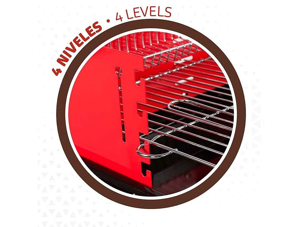 Barbacoa de carbón Aktive parrilla con 4 alturas rojo 85x66x44 cm