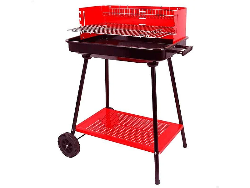 Barbacoa de carbón Aktive parrilla con 4 alturas rojo 85x66x44 cm