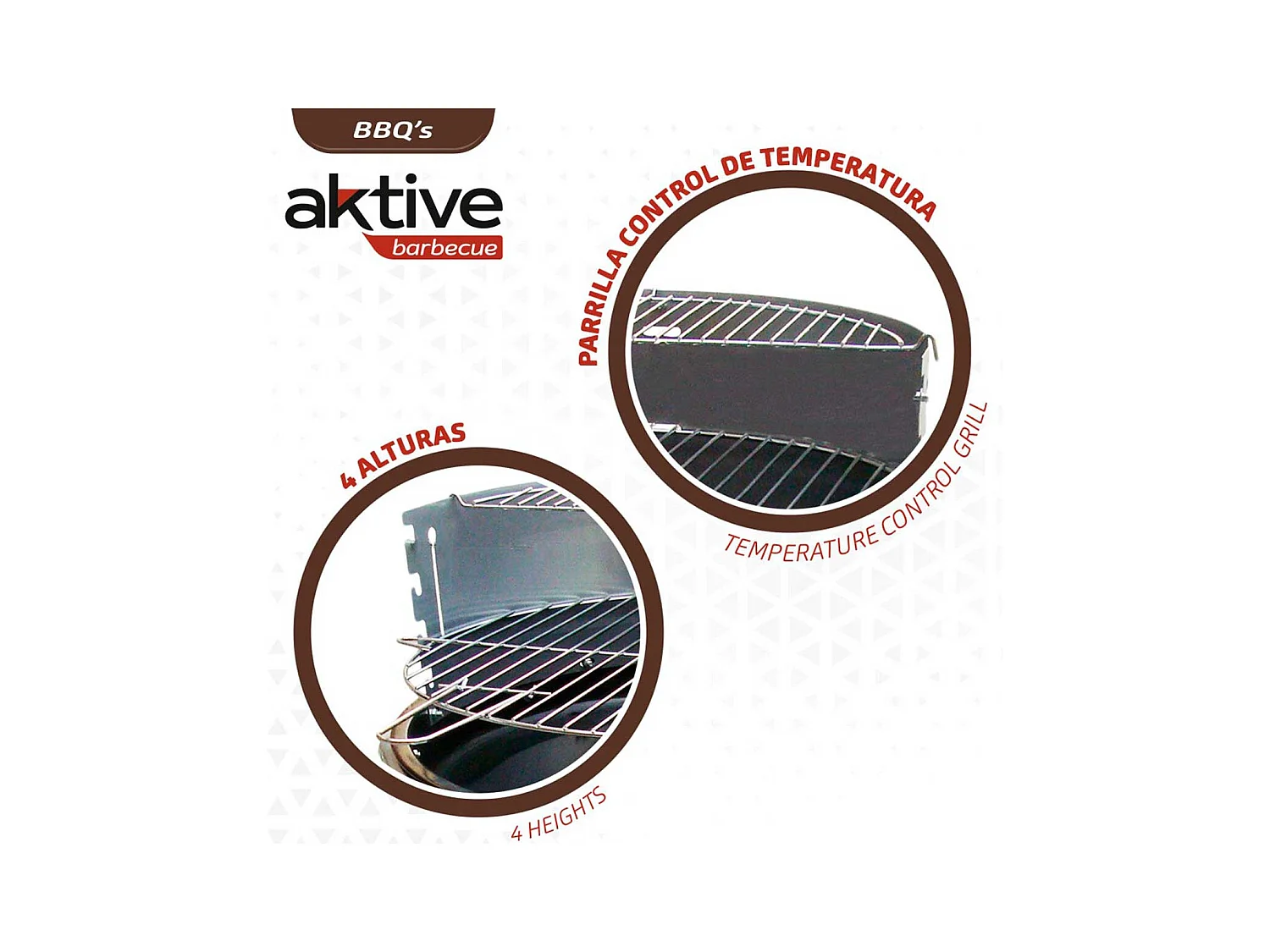 Barbacoa de carbón Aktive Barbecue 2 parrillas 4 alturas inox