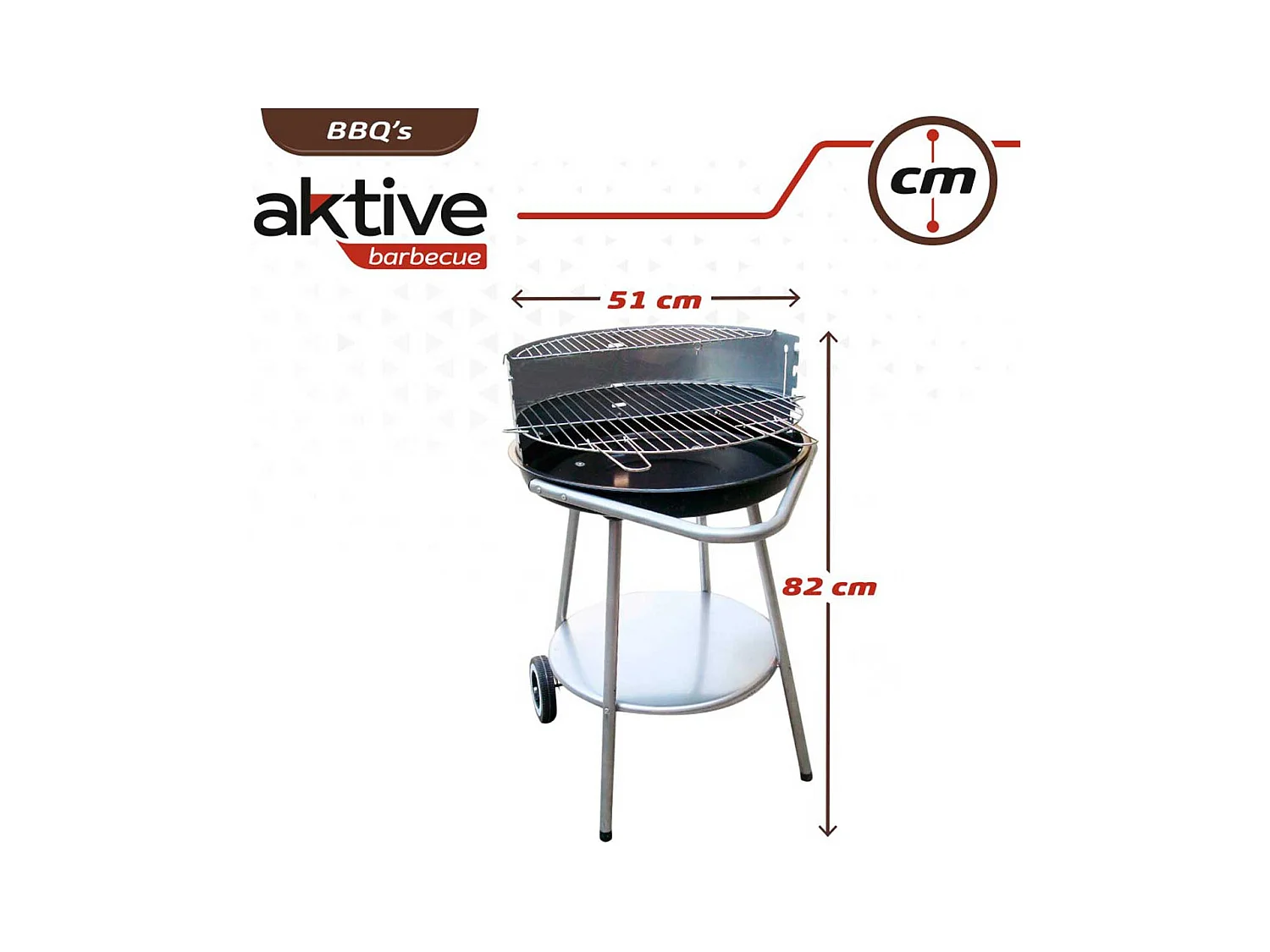 Barbacoa de carbón Aktive Barbecue 2 parrillas 4 alturas inox