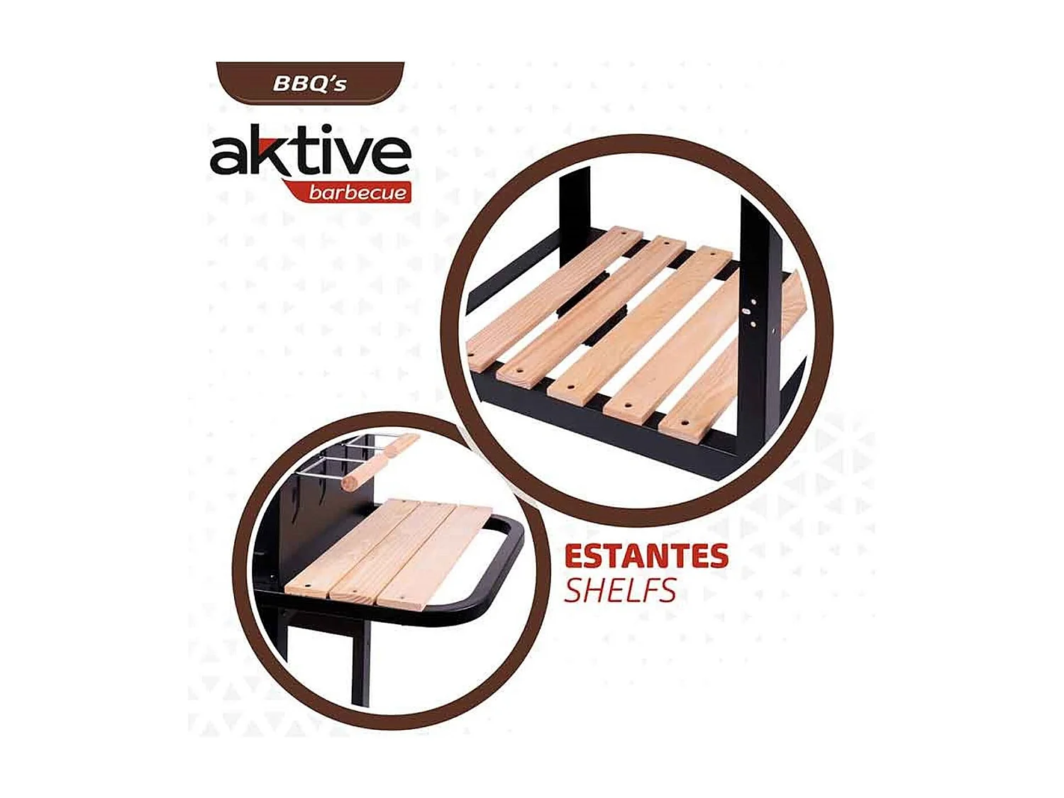 Barbacoa de carbón Aktive doble parrilla con ruedas negro/natural 88,5x100,5x40 cm