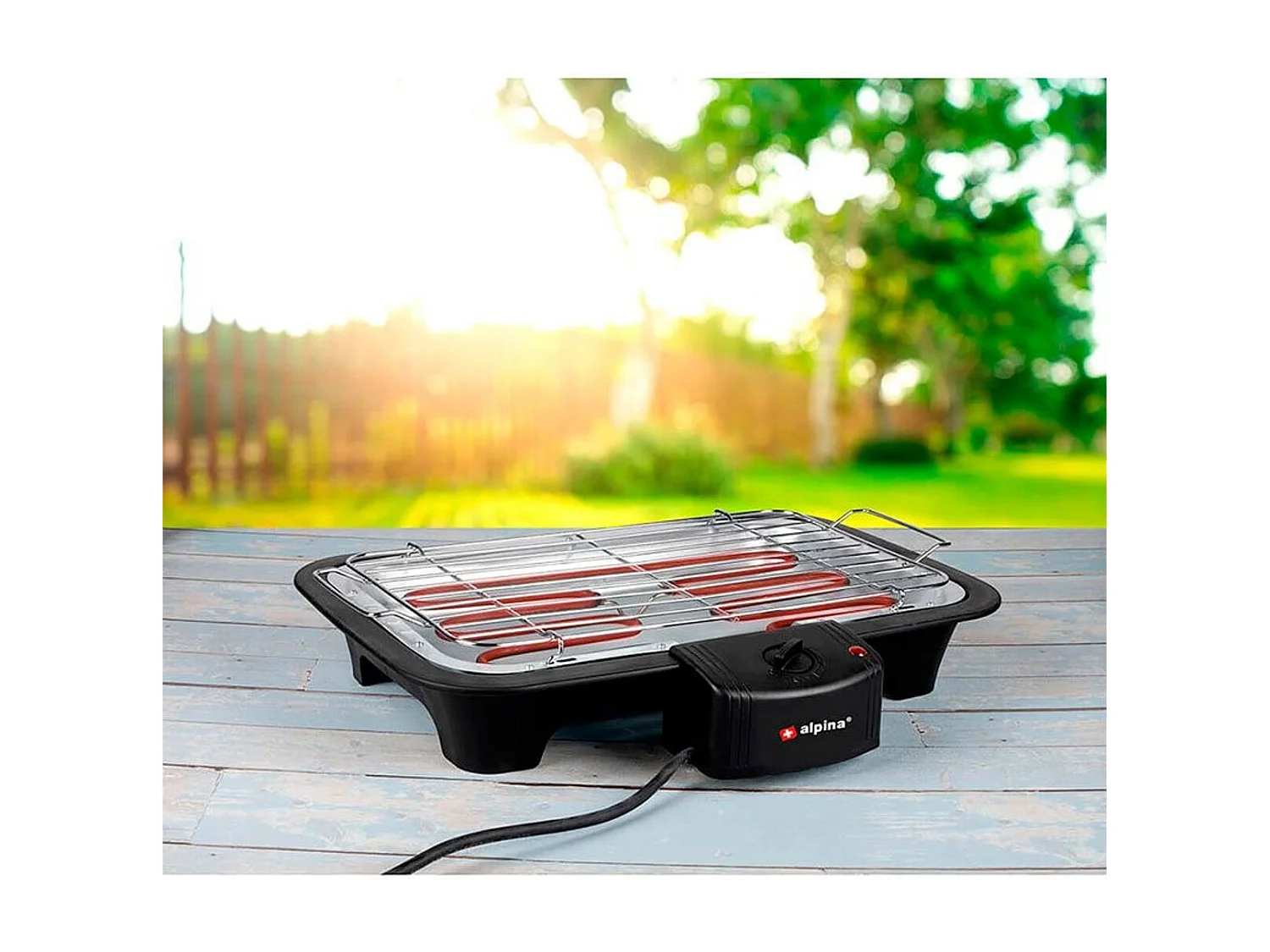 Barbacoa eléctrica Alpina 2 en 1 2000W negro 60x43x35 cm
