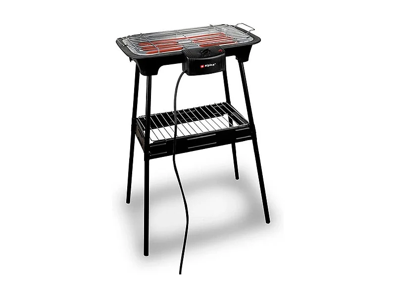 Barbacoa eléctrica Alpina 2 en 1 2000W negro 60x43x35 cm